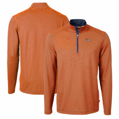 Denver Broncos Cutter & Buck Virtue Eco Pique Micro Stripe Recycled Quarter-Zip Pullover Top | NFL Hot