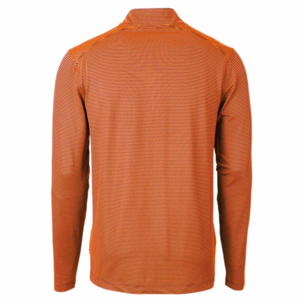 Denver Broncos Cutter & Buck Virtue Eco Pique Micro Stripe Recycled Quarter-Zip Pullover Top | NFL Hot