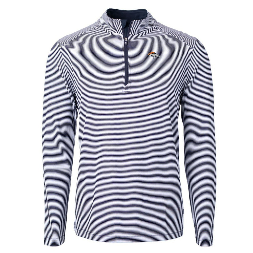 Denver Broncos Cutter & Buck Virtue Eco Pique Micro Stripe Recycled Quarter-Zip Pullover Top | NFL Near me