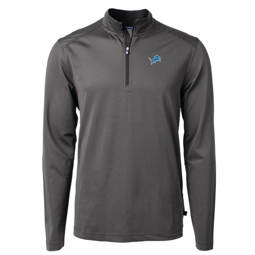 Detroit Lions Cutter & Buck Virtue Eco Pique Micro Stripe Recycled Quarter-Zip Pullover Top | NFL Discount