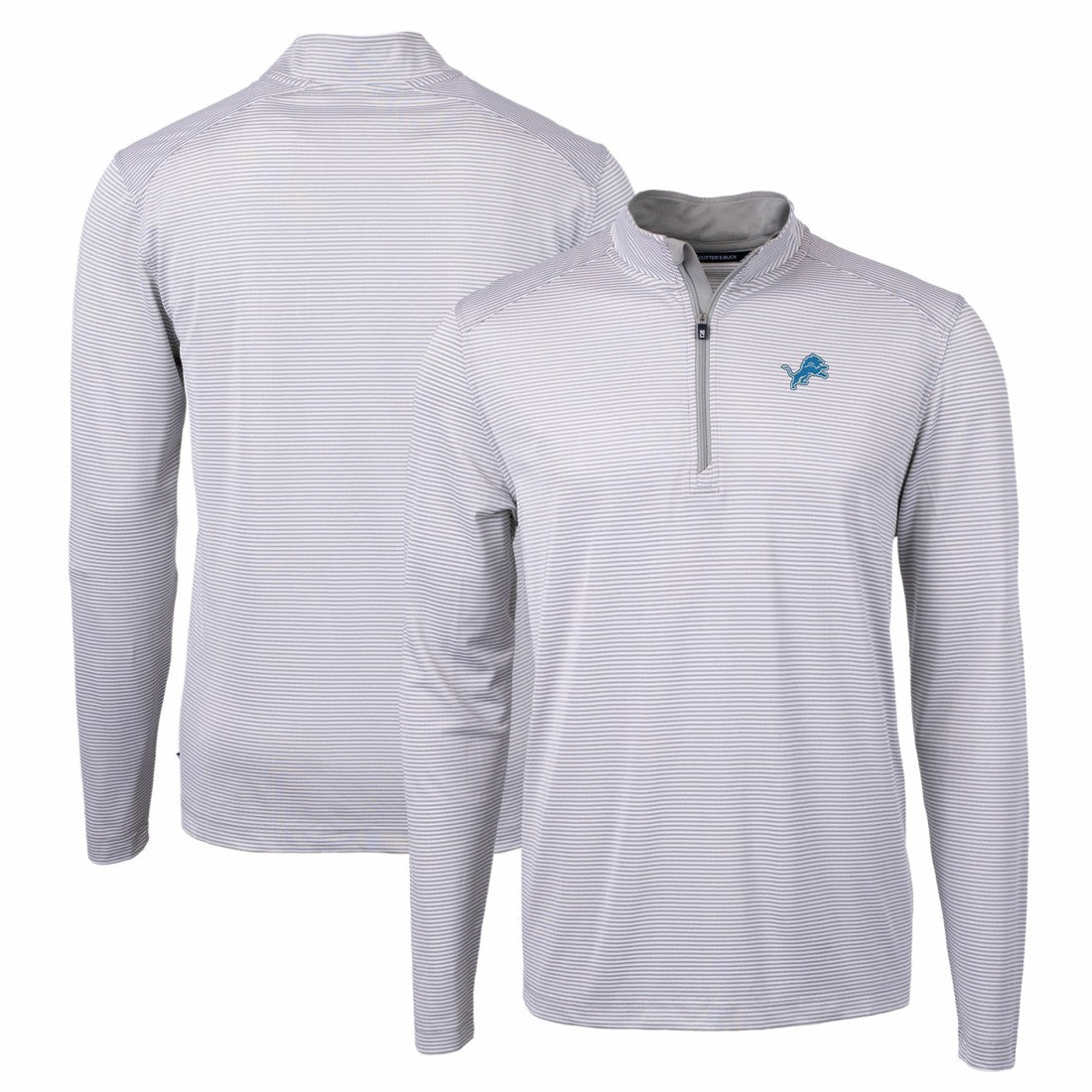 Detroit Lions Cutter & Buck Virtue Eco Pique Micro Stripe Recycled Quarter-Zip Pullover Top | NFL Online