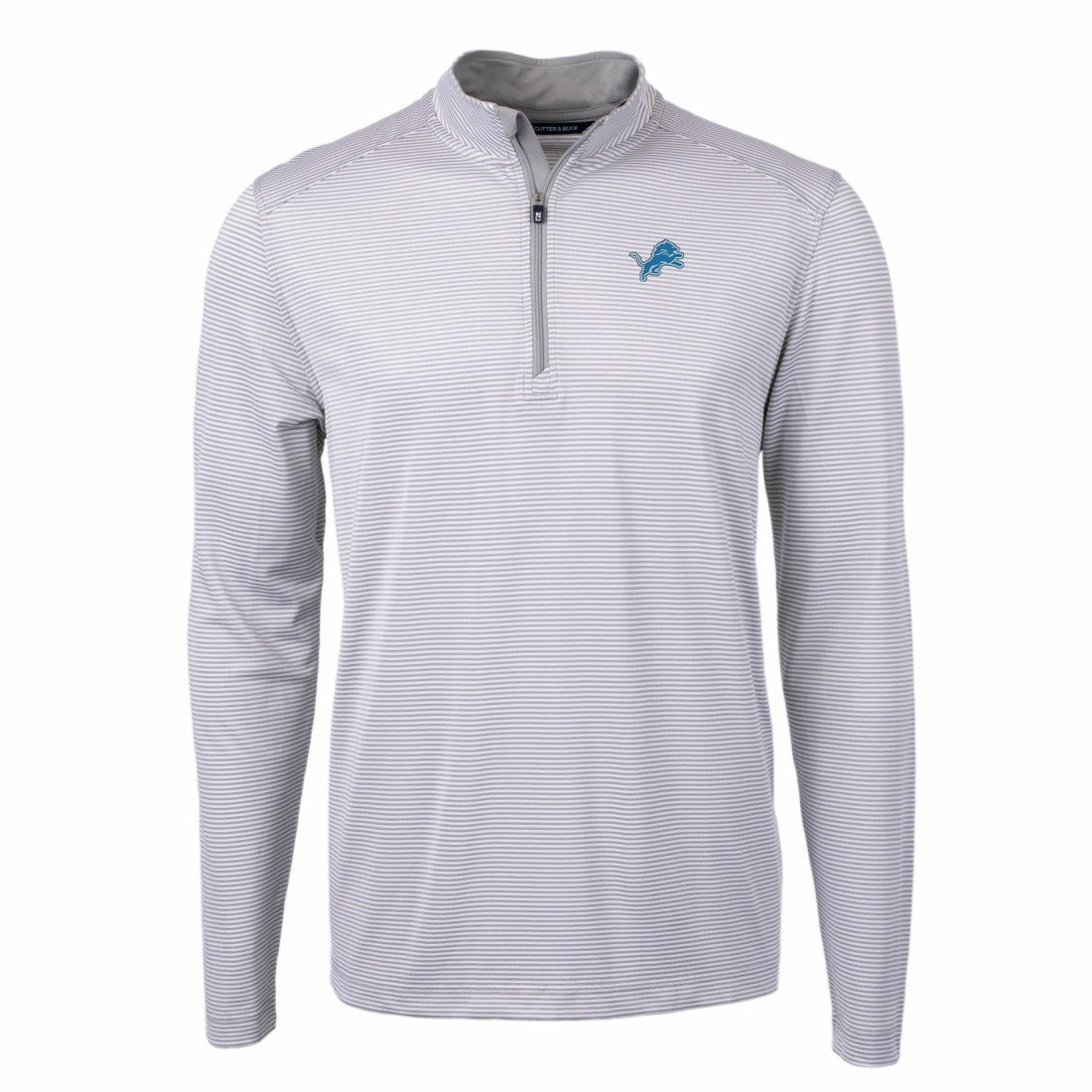 Detroit Lions Cutter & Buck Virtue Eco Pique Micro Stripe Recycled Quarter-Zip Pullover Top | NFL Online