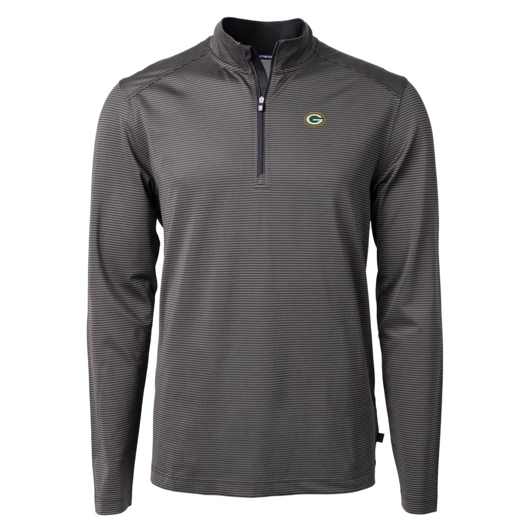 Green Bay Packers Cutter & Buck Virtue Eco Pique Micro Stripe Recycled Quarter-Zip Pullover Top | NFL On sale