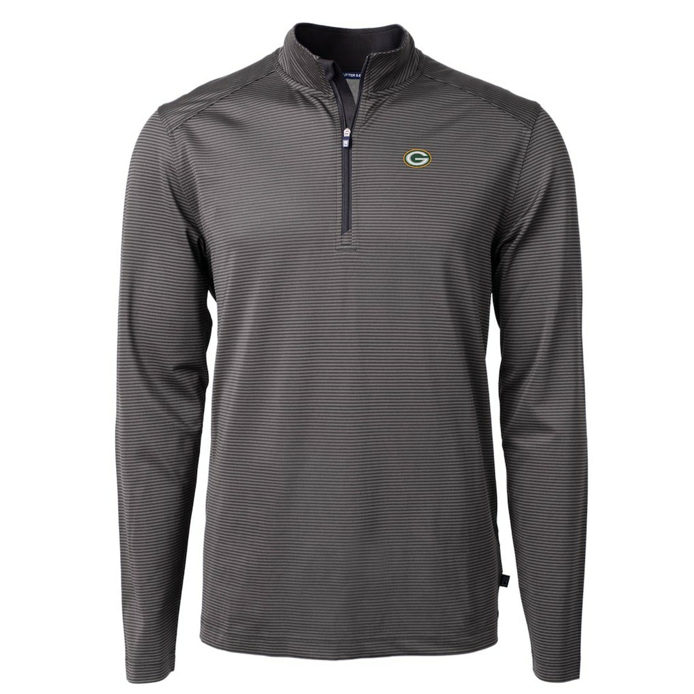 Green Bay Packers Cutter & Buck Virtue Eco Pique Micro Stripe Recycled Quarter-Zip Pullover Top | NFL On sale