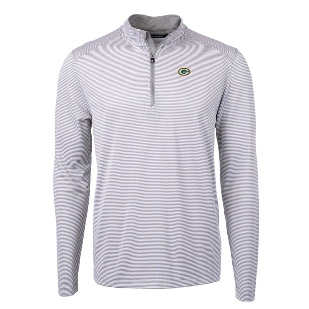 Green Bay Packers Cutter & Buck Virtue Eco Pique Micro Stripe Recycled Quarter-Zip Pullover Top | NFL Hot