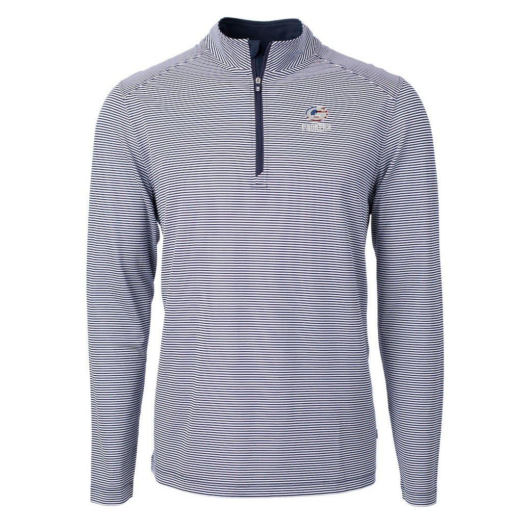 Green Bay Packers Cutter & Buck Virtue Eco Pique Micro Stripe Recycled Quarter-Zip Pullover Top | NFL Sale