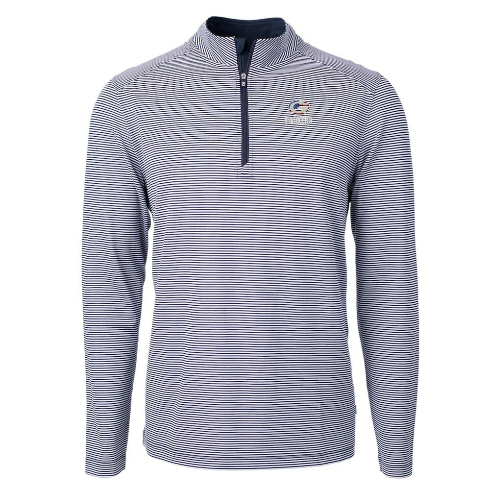 Green Bay Packers Cutter & Buck Virtue Eco Pique Micro Stripe Recycled Quarter-Zip Pullover Top | NFL Sale