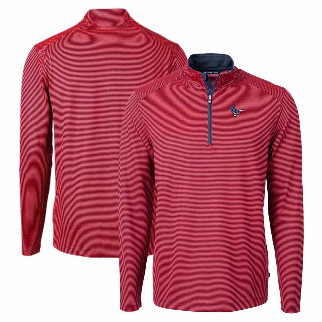 Houston Texans Cutter & Buck Virtue Eco Pique Micro Stripe Recycled Quarter-Zip Pullover Top | NFL Outlet
