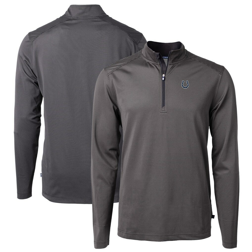 Indianapolis Colts Cutter & Buck Virtue Eco Pique Micro Stripe Recycled Quarter-Zip Pullover Top | NFL Hot
