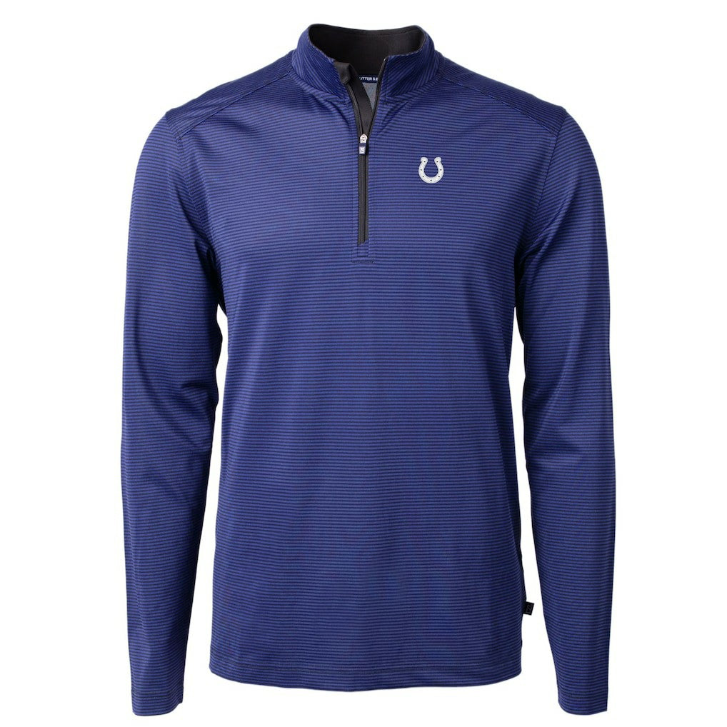 Indianapolis Colts Cutter & Buck Virtue Eco Pique Micro Stripe Recycled Quarter-Zip Pullover Top | NFL Sale