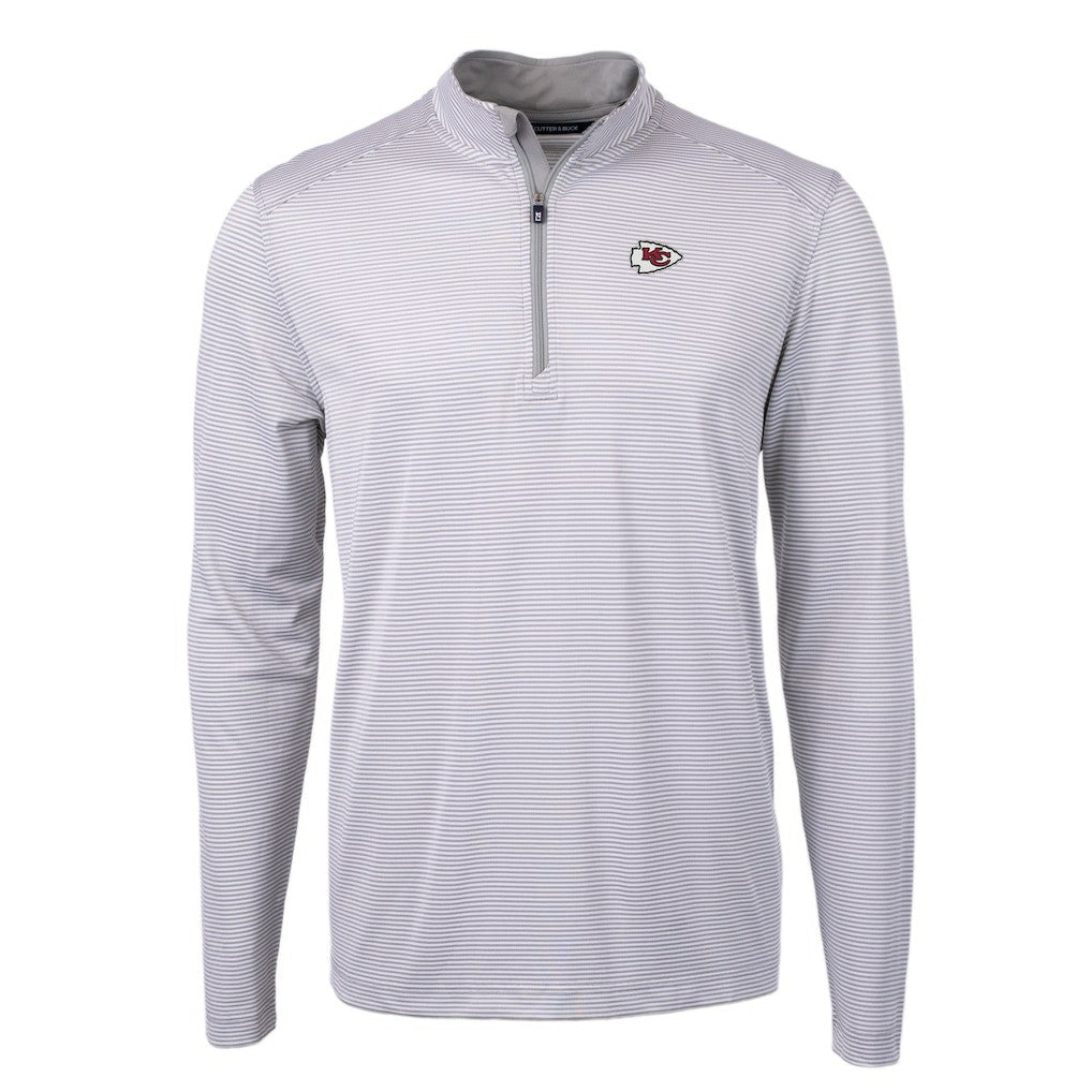 Kansas City Chiefs Cutter & Buck Virtue Eco Pique Micro Stripe Recycled Quarter-Zip Pullover Top | NFL New
