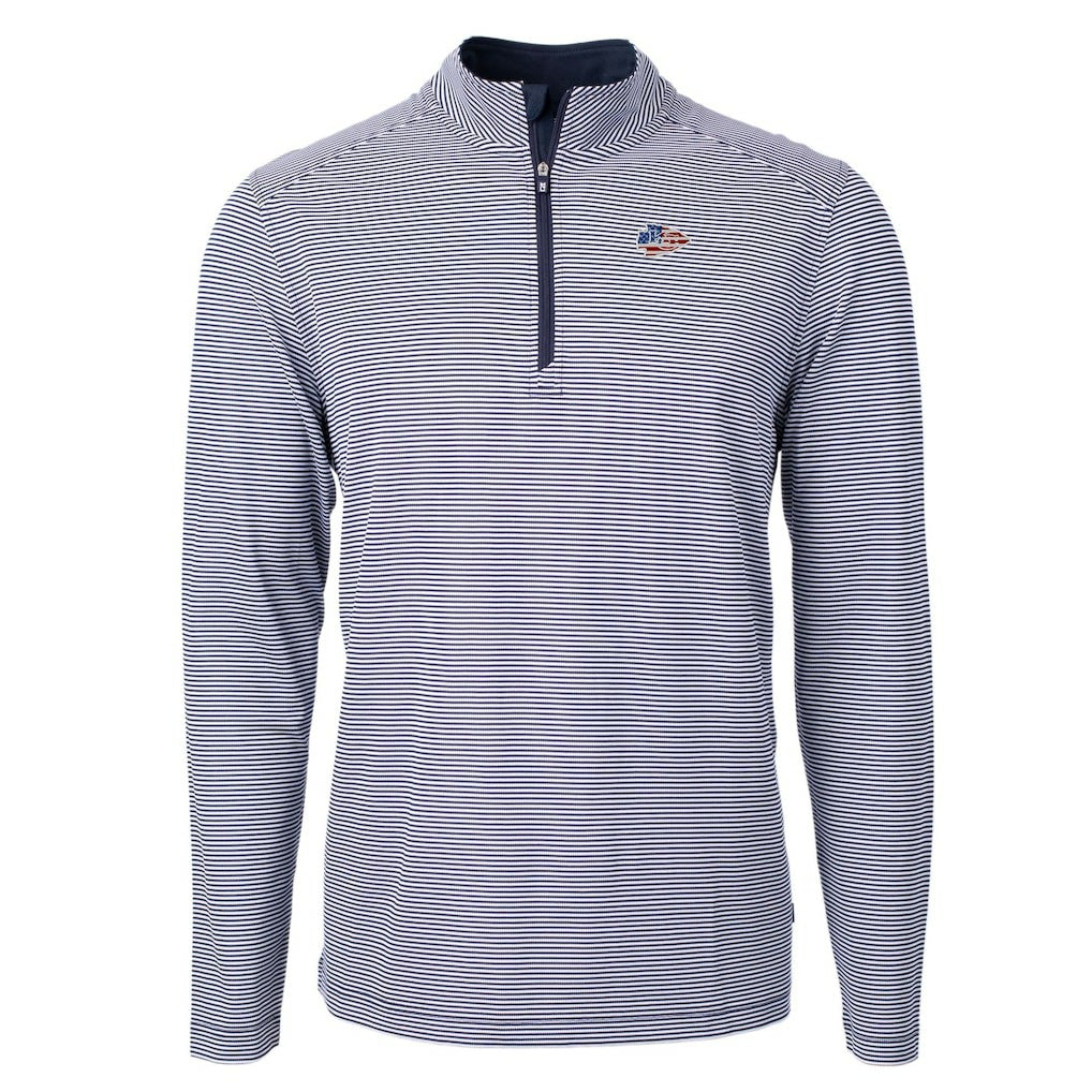 Kansas City Chiefs Cutter & Buck Virtue Eco Pique Micro Stripe Recycled Quarter-Zip Pullover Top | NFL On sale