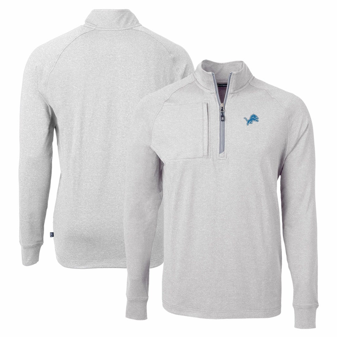 Detroit Lions Cutter & Buck Adapt Eco Knit Quarter-Zip Pullover Top | NFL Sale