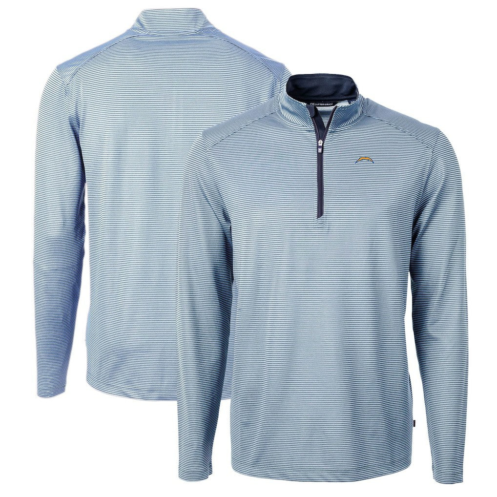 Los Angeles Chargers Cutter & Buck Virtue Eco Pique Micro Stripe Recycled Quarter-Zip Pullover Top | NFL Outlet