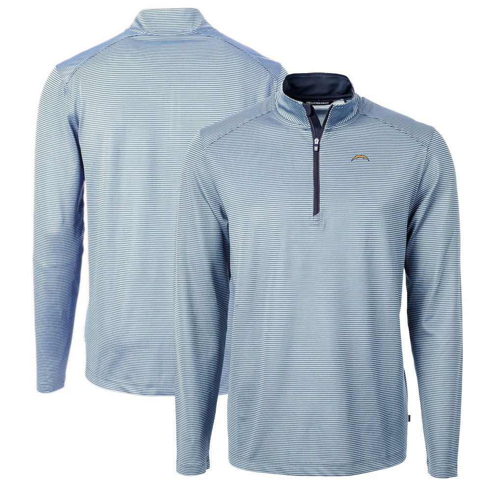 Los Angeles Chargers Cutter & Buck Virtue Eco Pique Micro Stripe Recycled Quarter-Zip Pullover Top | NFL Outlet