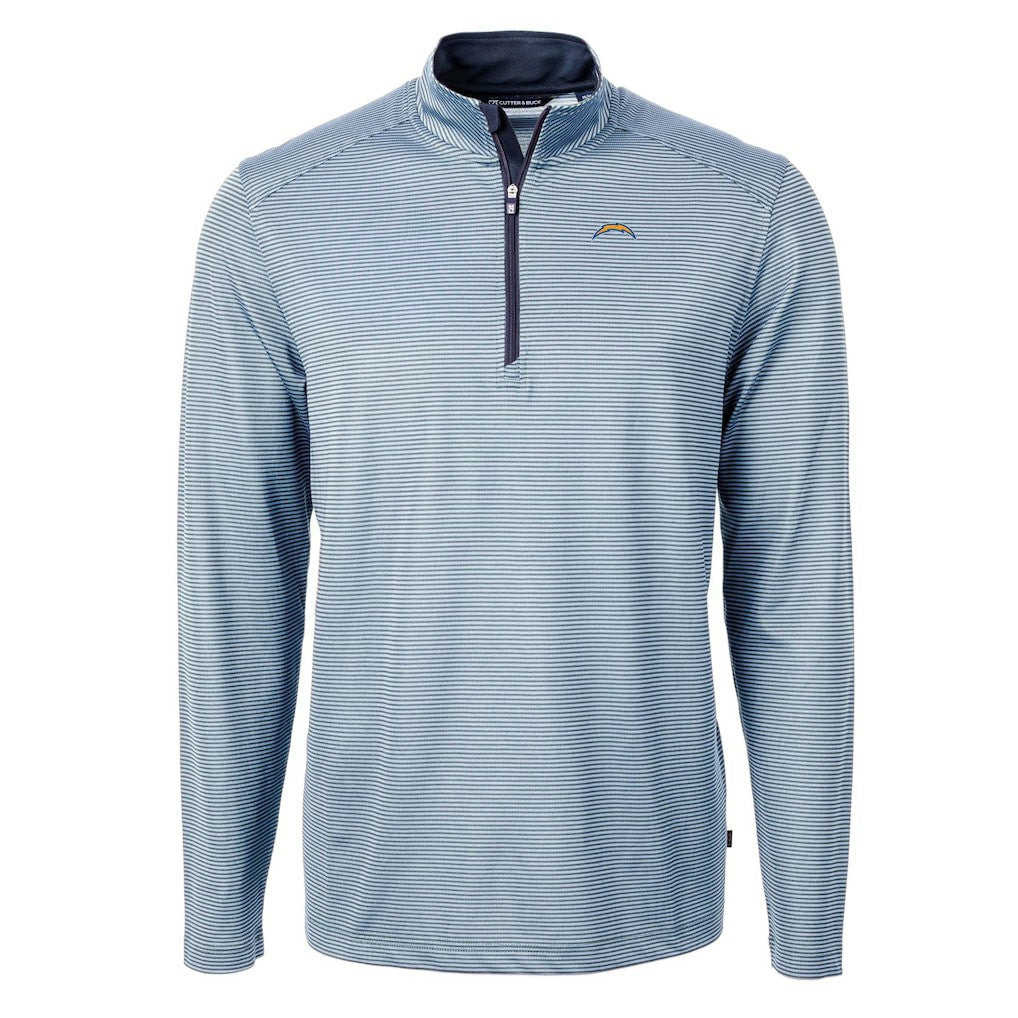 Los Angeles Chargers Cutter & Buck Virtue Eco Pique Micro Stripe Recycled Quarter-Zip Pullover Top | NFL Outlet