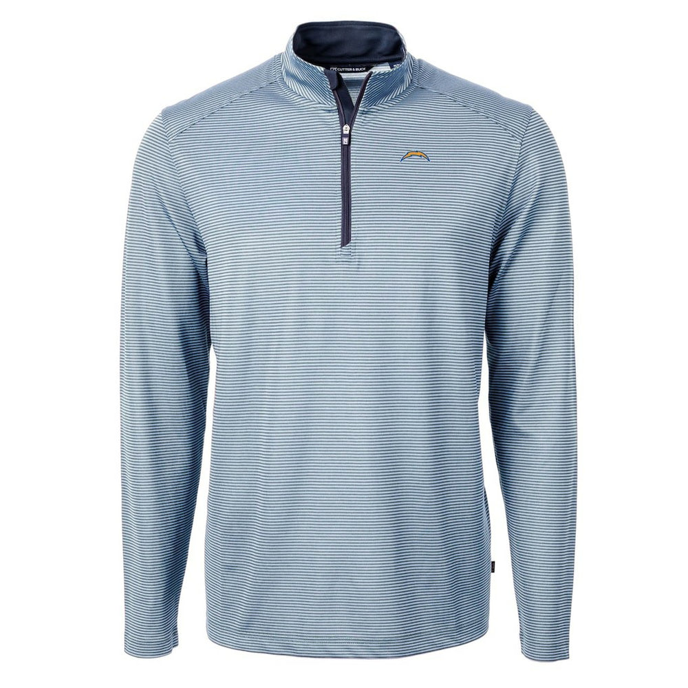 Los Angeles Chargers Cutter & Buck Virtue Eco Pique Micro Stripe Recycled Quarter-Zip Pullover Top | NFL Outlet
