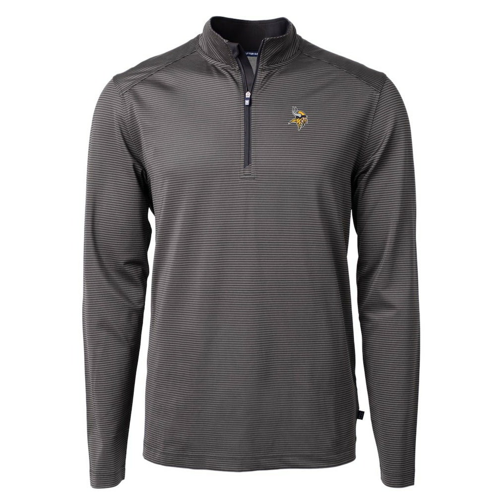 Minnesota Vikings Cutter & Buck Virtue Eco Pique Micro Stripe Recycled Quarter-Zip Pullover Top | NFL Online
