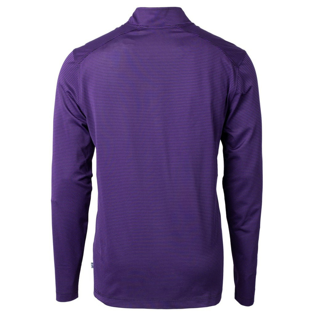 Minnesota Vikings Cutter & Buck Virtue Eco Pique Micro Stripe Recycled Quarter-Zip Pullover Top | NFL Online