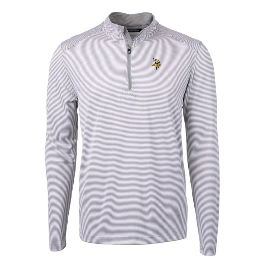 Minnesota Vikings Cutter & Buck Virtue Eco Pique Micro Stripe Recycled Quarter-Zip Pullover Top | NFL Hot