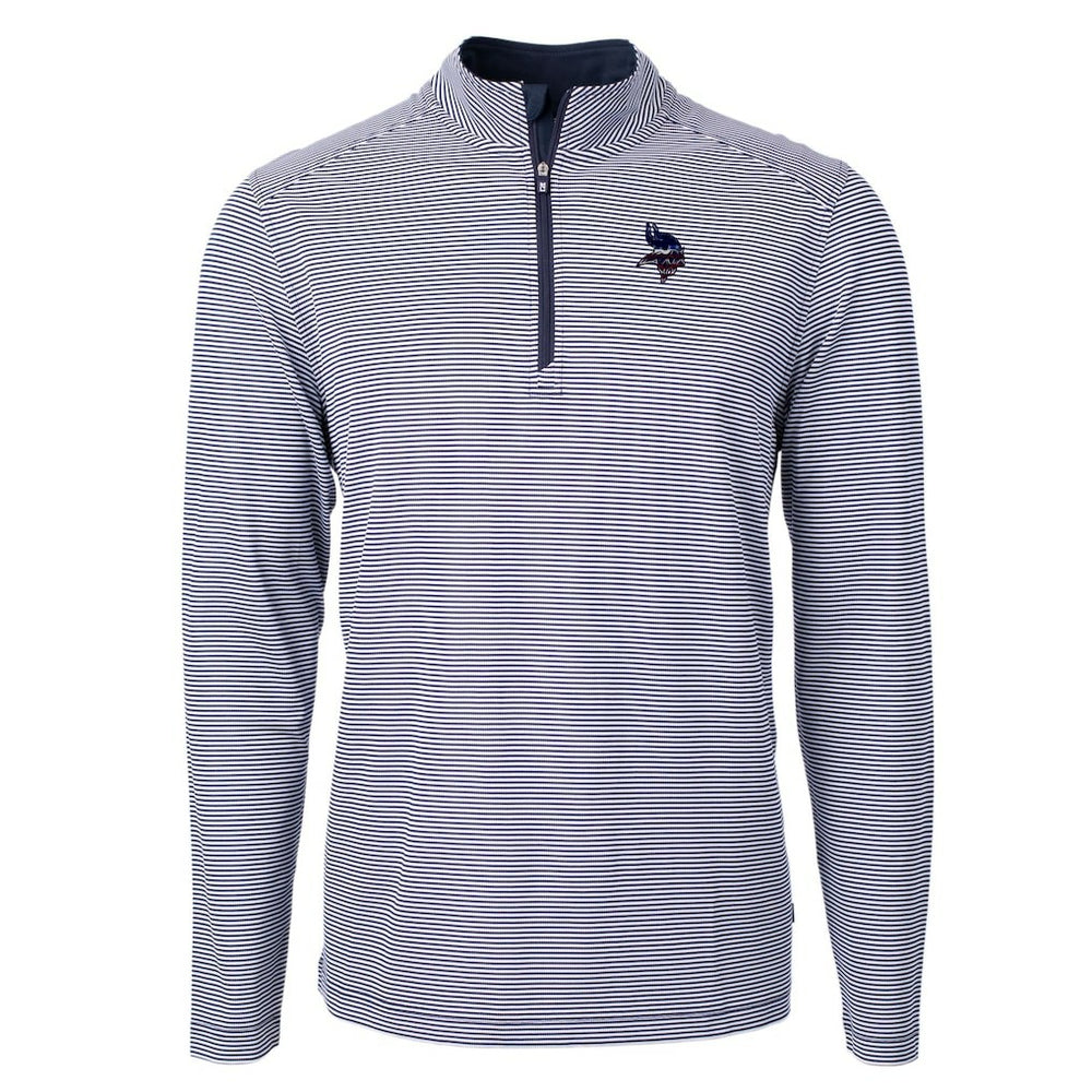 Minnesota Vikings Cutter & Buck Virtue Eco Pique Micro Stripe Recycled Quarter-Zip Pullover Top | NFL Online