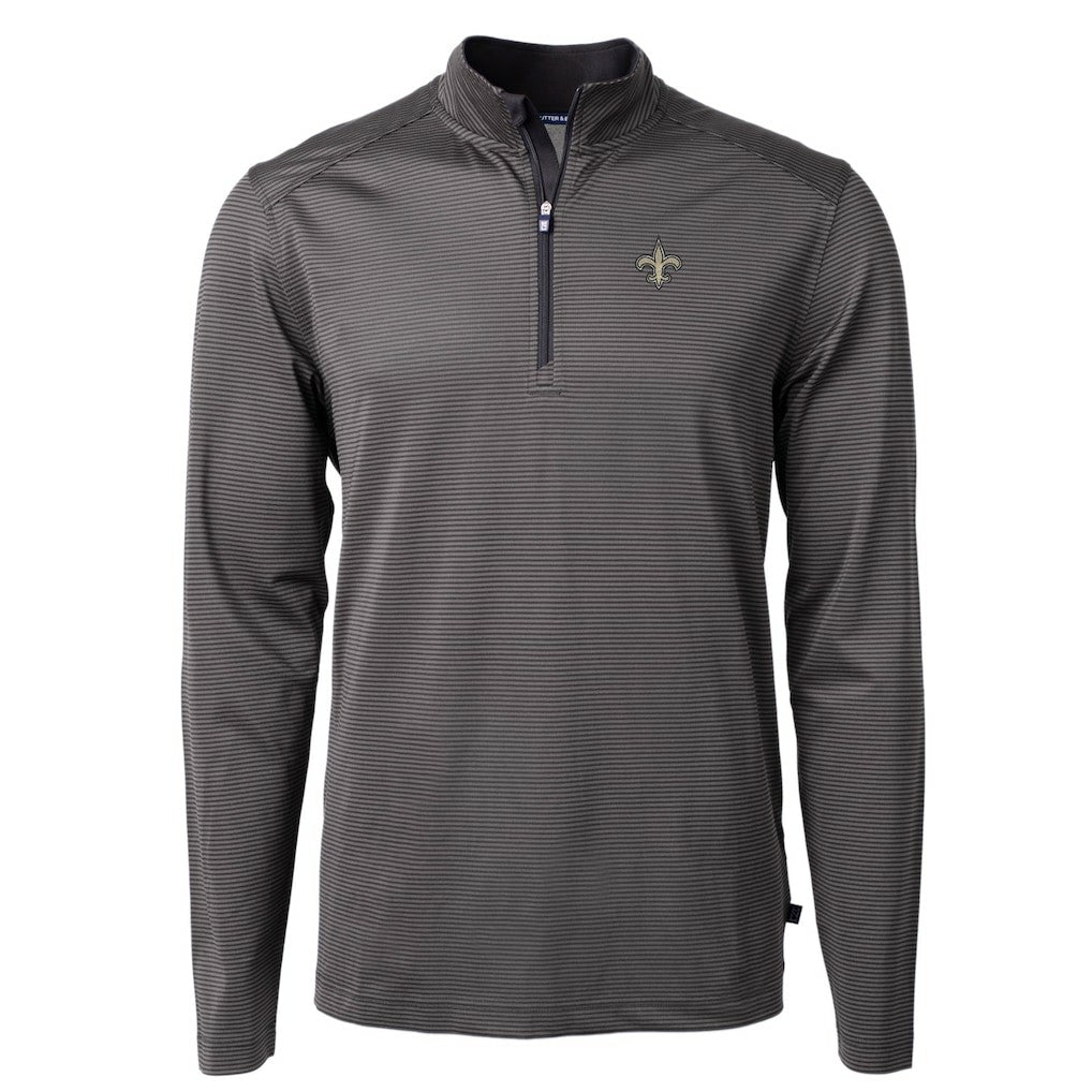New Orleans Saints Cutter & Buck Virtue Eco Pique Micro Stripe Recycled Quarter-Zip Pullover Top | NFL On sale