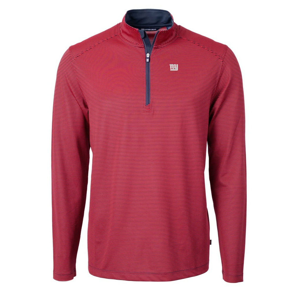 New York Giants Cutter & Buck Virtue Eco Pique Micro Stripe Recycled Quarter-Zip Pullover Top | NFL On sale