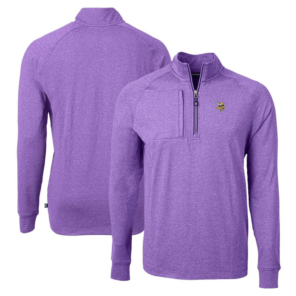 Minnesota Vikings Cutter & Buck Adapt Eco Knit Quarter-Zip Pullover Top | NFL Sale