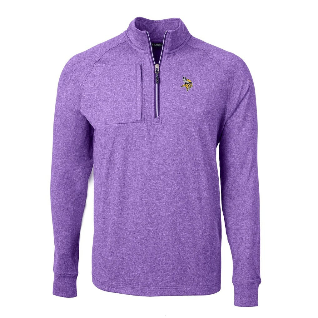 Minnesota Vikings Cutter & Buck Adapt Eco Knit Quarter-Zip Pullover Top | NFL Sale