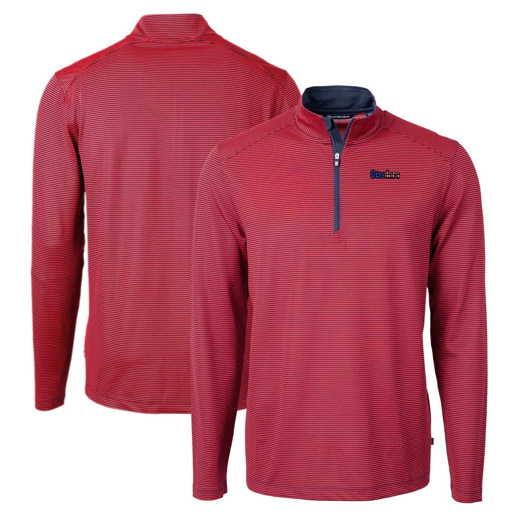 Pittsburgh Steelers Cutter & Buck Virtue Eco Pique Micro Stripe Recycled Quarter-Zip Pullover Top | NFL Online