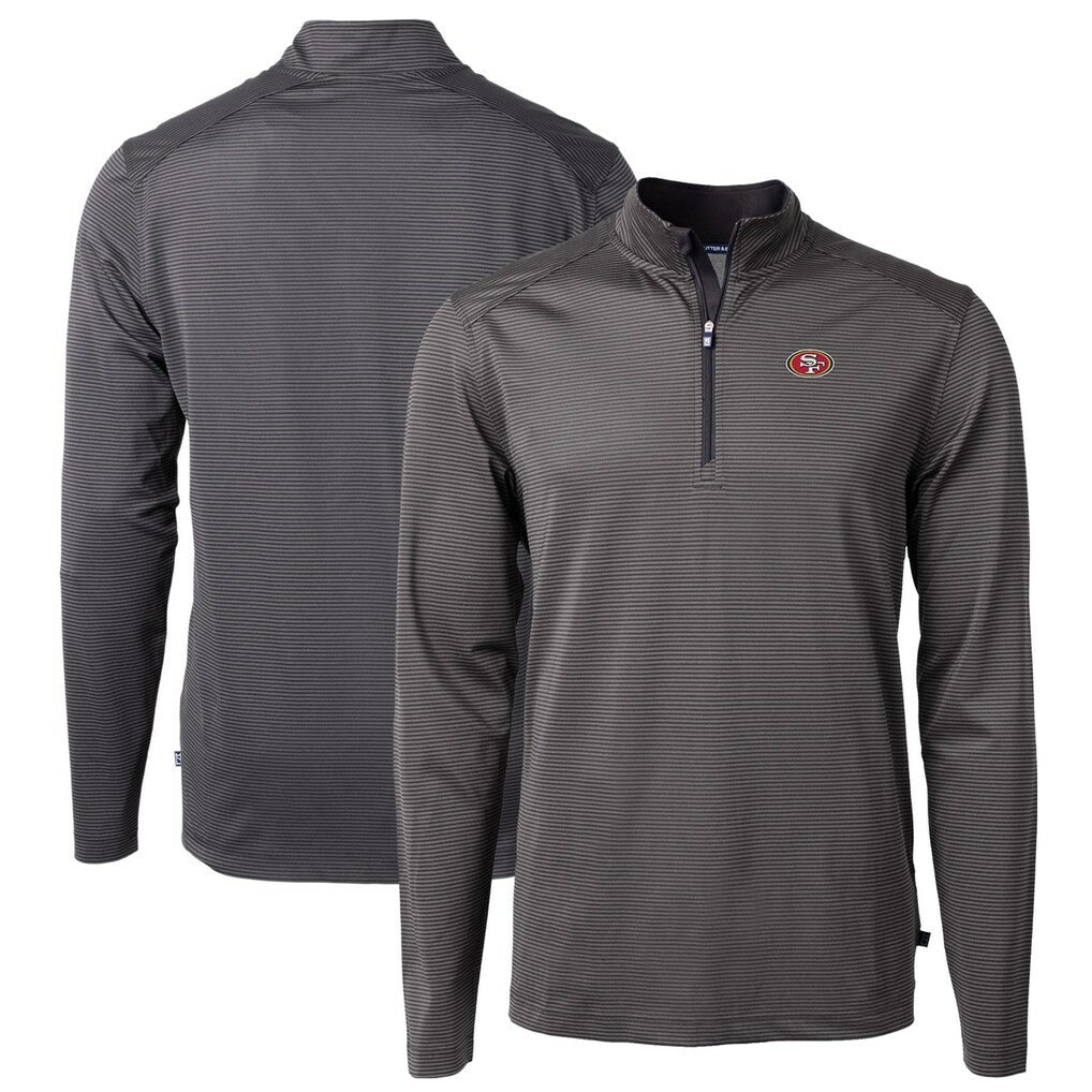 San Francisco 49ers Cutter & Buck Virtue Eco Pique Micro Stripe Recycled Quarter-Zip Pullover Top | NFL Outlet