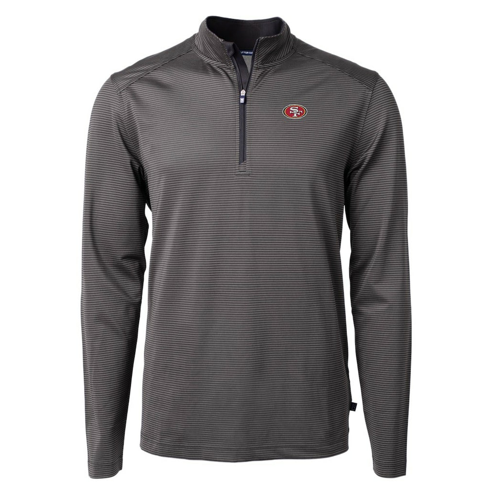 San Francisco 49ers Cutter & Buck Virtue Eco Pique Micro Stripe Recycled Quarter-Zip Pullover Top | NFL Outlet
