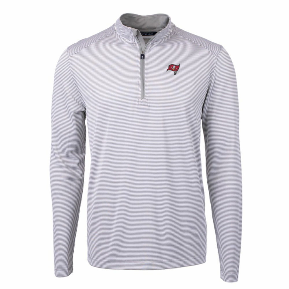 Tampa Bay Buccaneers Cutter & Buck Virtue Eco Pique Micro Stripe Recycled Quarter-Zip Pullover Top | NFL New