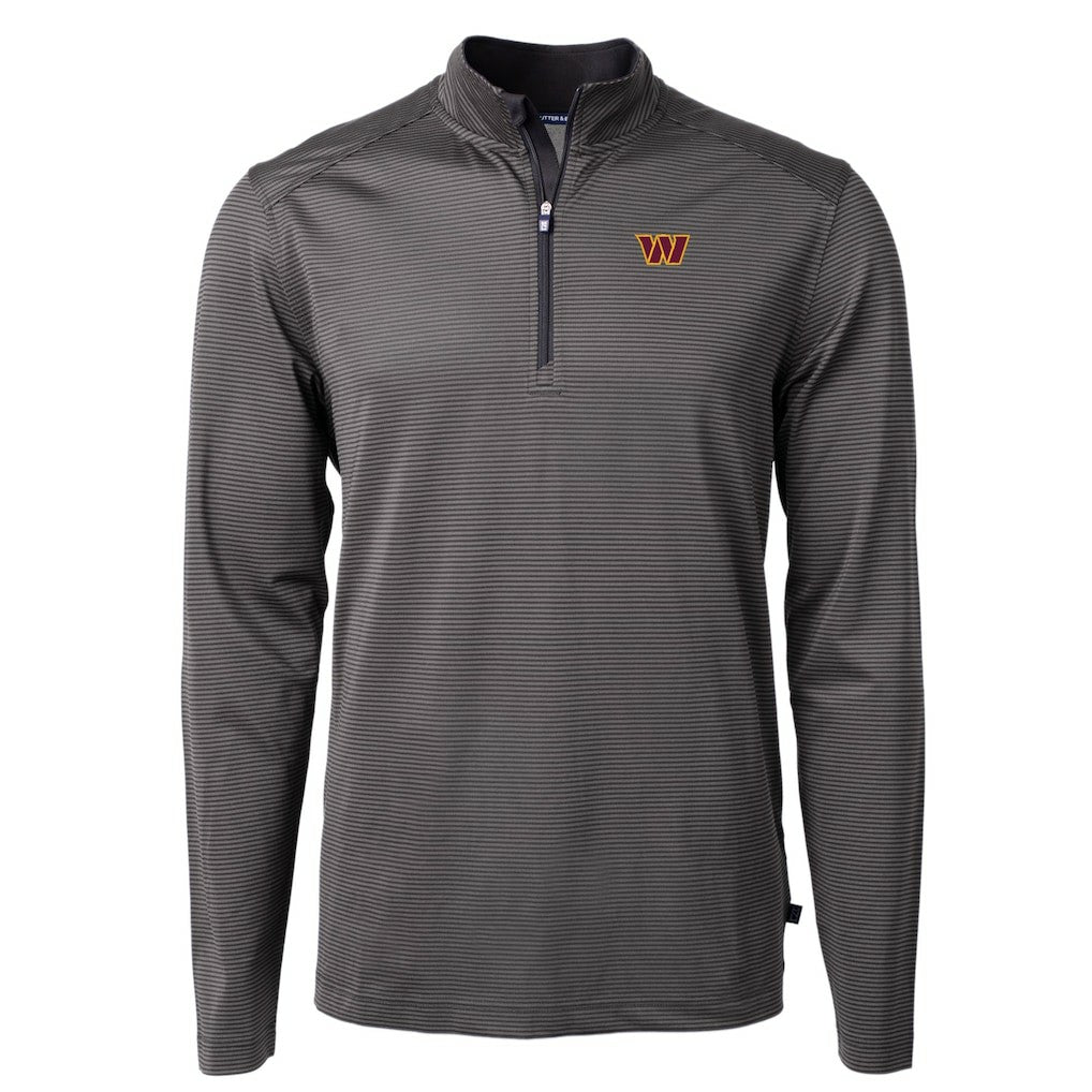 Washington Commanders Cutter & Buck Virtue Eco Pique Micro Stripe Recycled Quarter-Zip Pullover Top | NFL On sale
