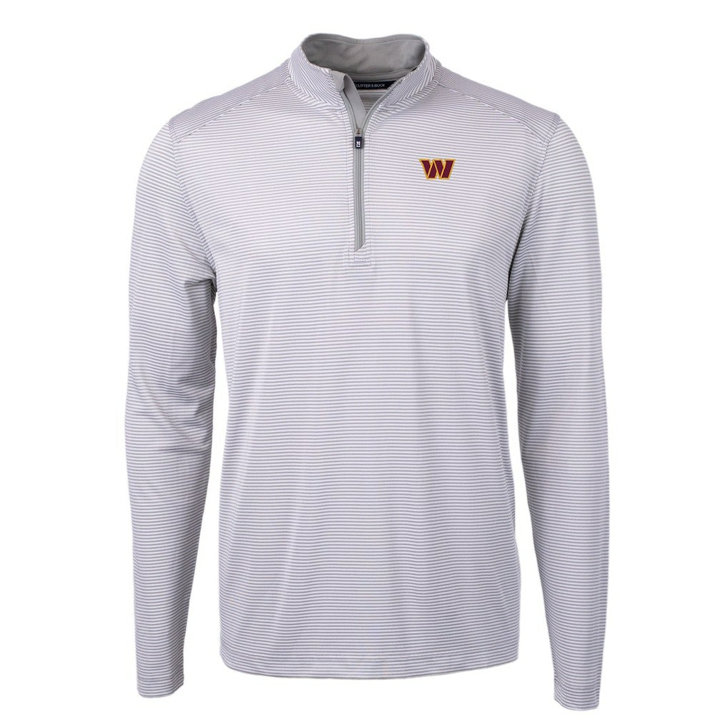 Washington Commanders Cutter & Buck Virtue Eco Pique Micro Stripe Recycled Quarter-Zip Pullover Top | NFL Online