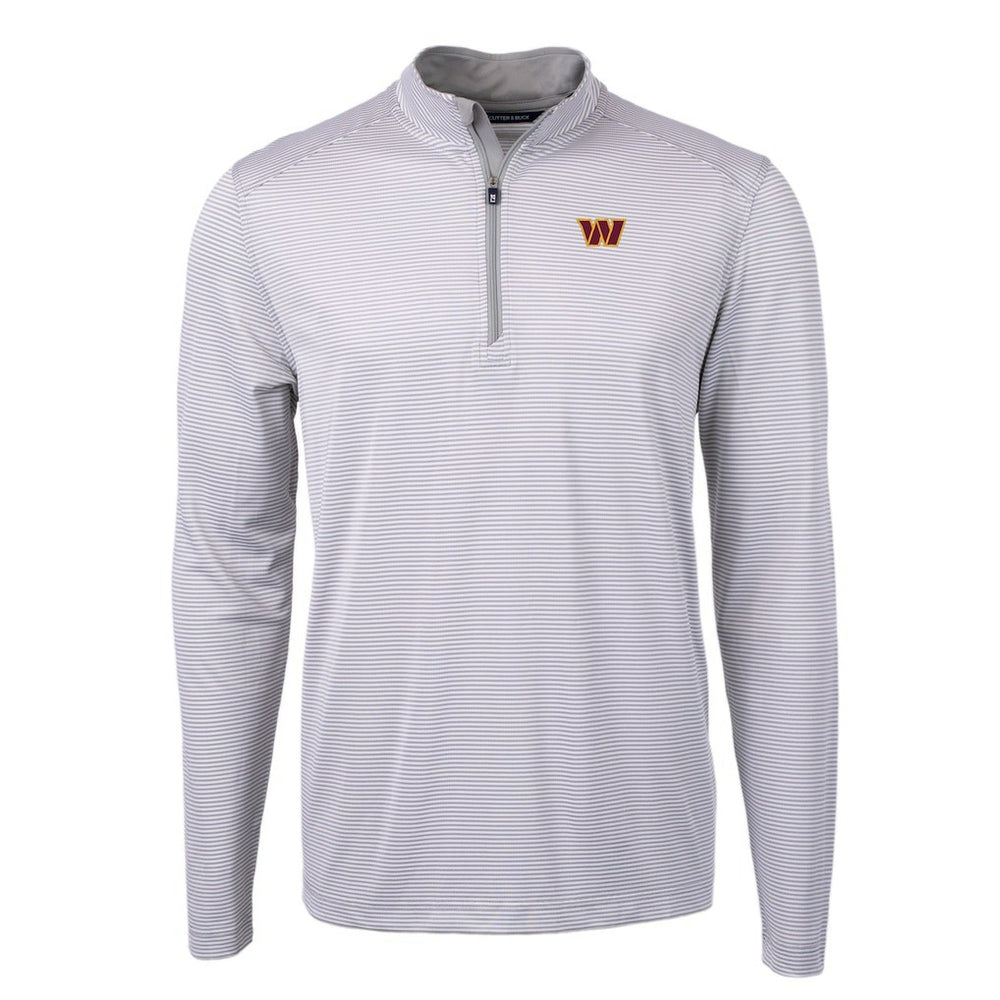 Washington Commanders Cutter & Buck Virtue Eco Pique Micro Stripe Recycled Quarter-Zip Pullover Top | NFL Online