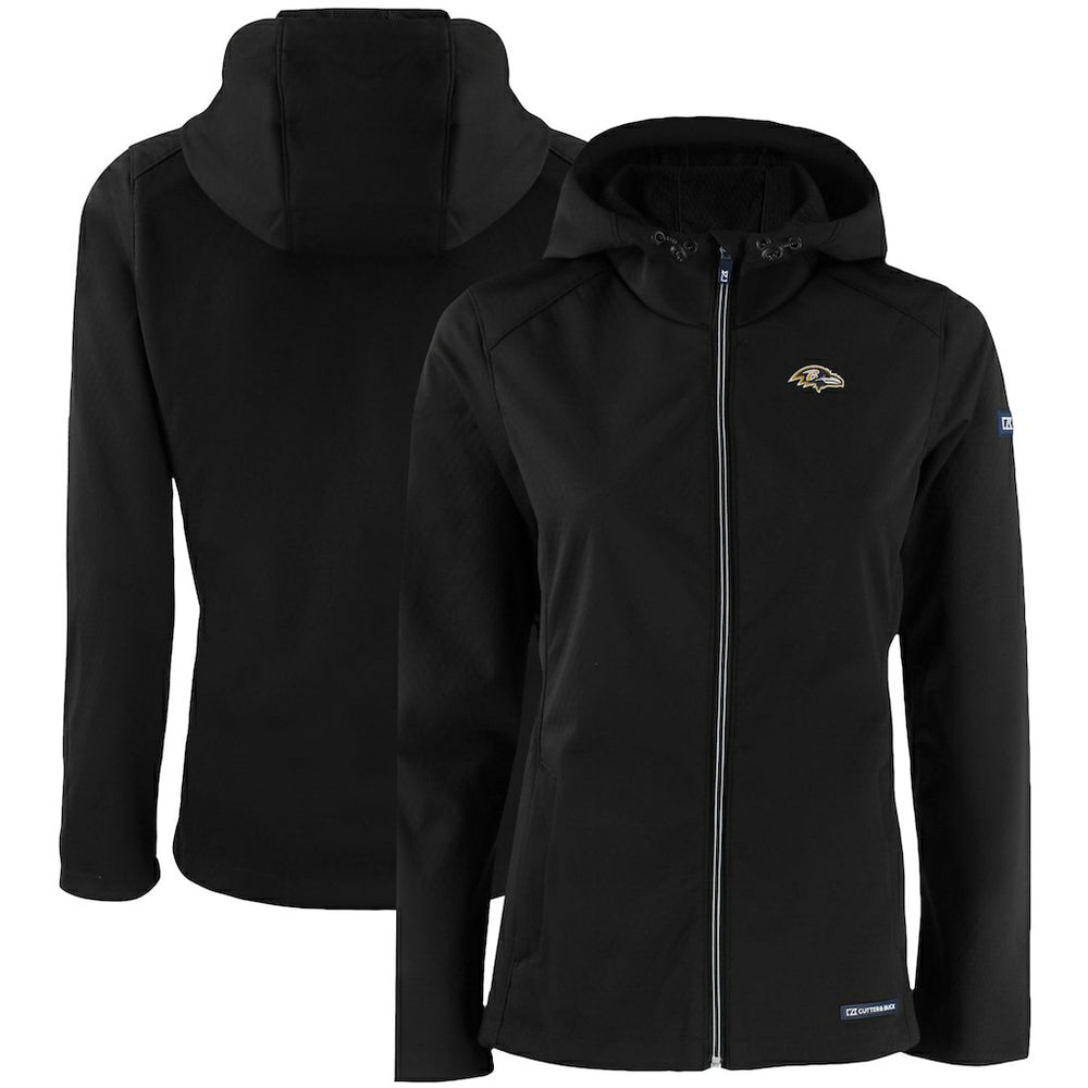 Baltimore Ravens Cutter & Buck Women's Evoke Eco Softshell Recycled Full-Zip Hooded Jacket | NFL Discount