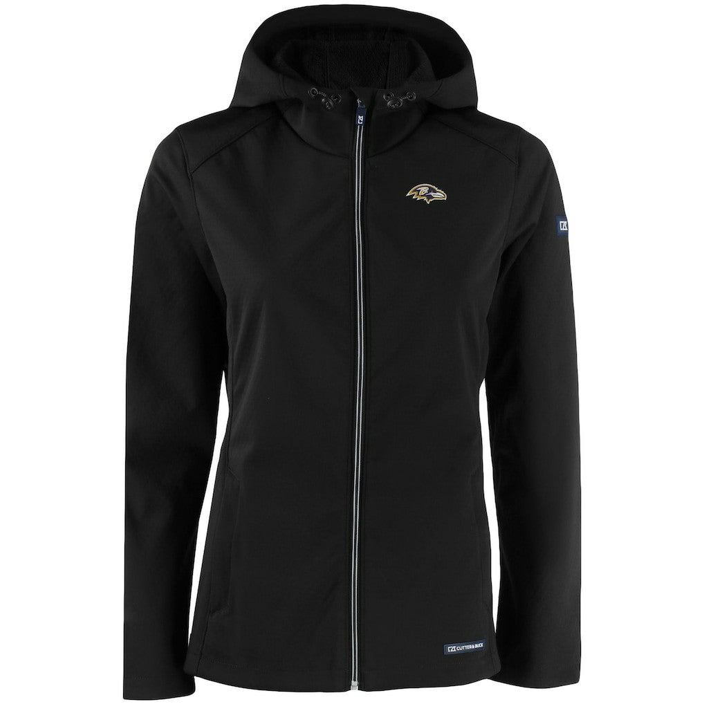 Baltimore Ravens Cutter & Buck Women's Evoke Eco Softshell Recycled Full-Zip Hooded Jacket | NFL Discount