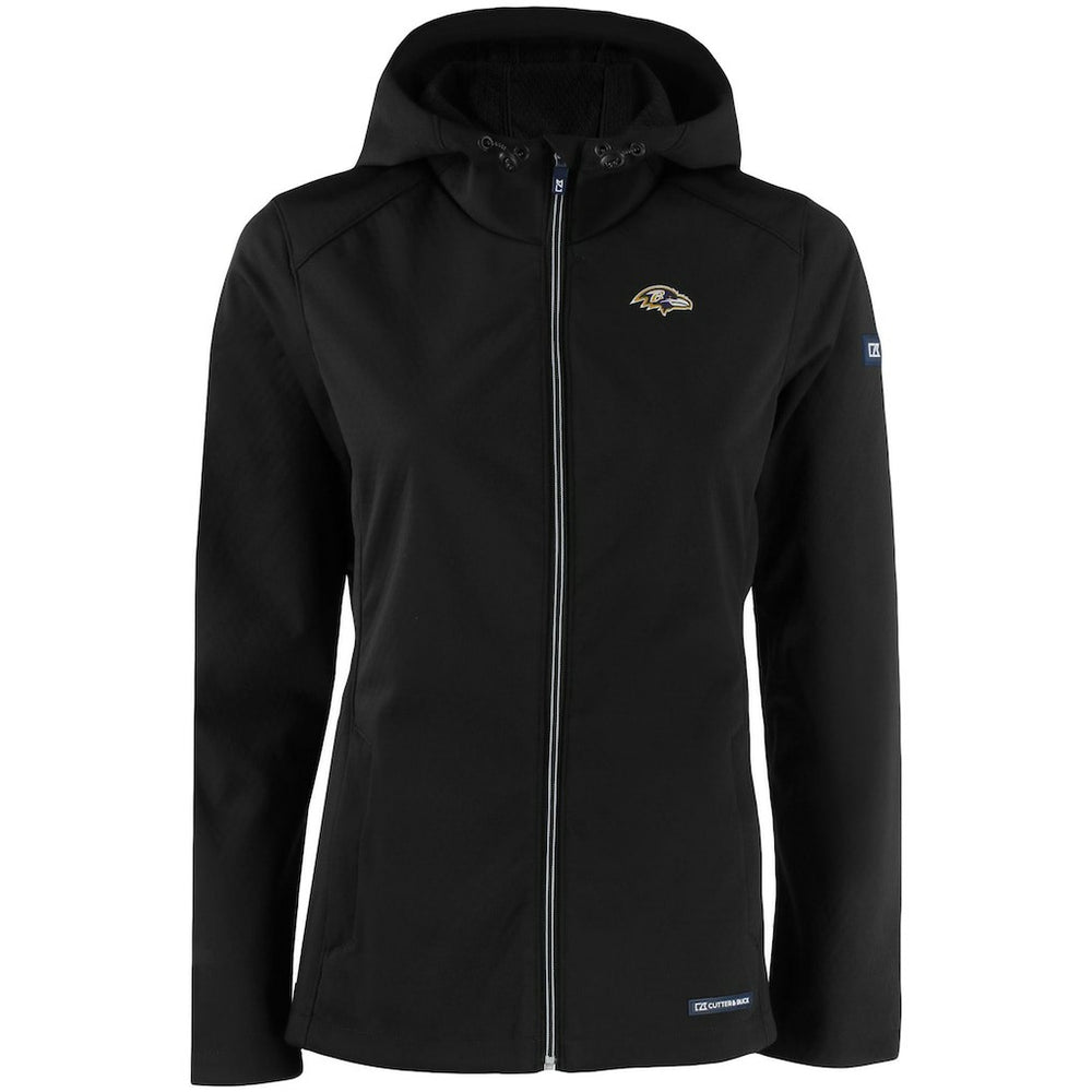 Baltimore Ravens Cutter & Buck Women's Evoke Eco Softshell Recycled Full-Zip Hooded Jacket | NFL Discount