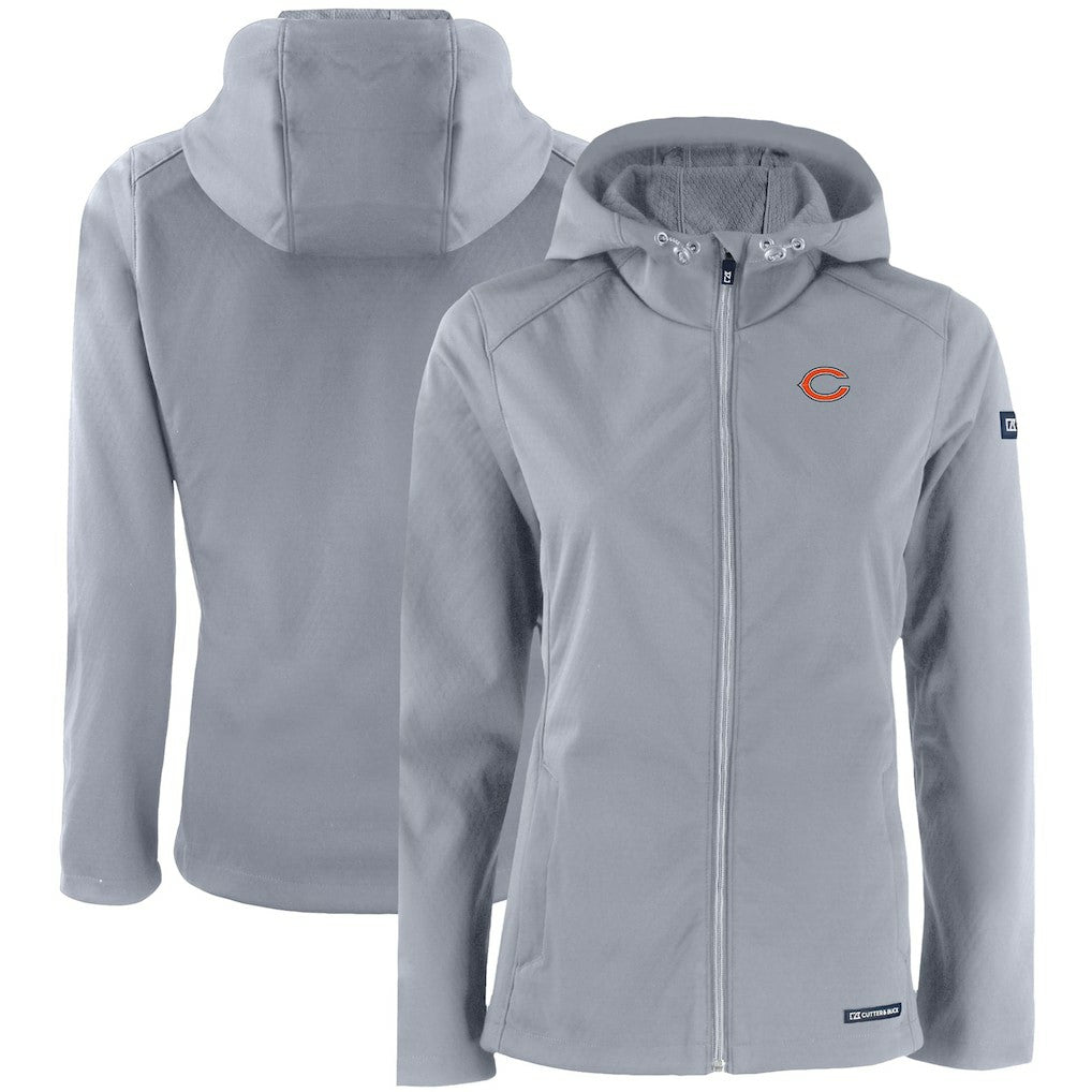 Chicago Bears Cutter & Buck Women's Evoke Eco Softshell Recycled Full-Zip Hooded Jacket | NFL New