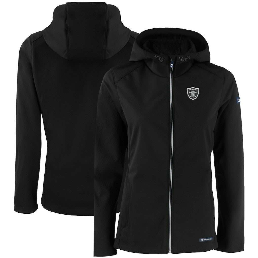 Las Vegas Raiders Cutter & Buck Women's Evoke Eco Softshell Recycled Full-Zip Hooded Jacket | NFL Outlet