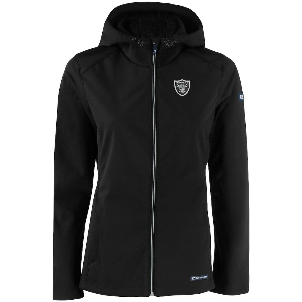 Las Vegas Raiders Cutter & Buck Women's Evoke Eco Softshell Recycled Full-Zip Hooded Jacket | NFL Outlet