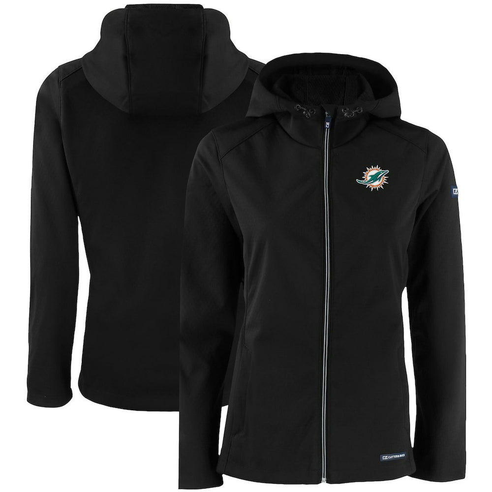 Miami Dolphins Cutter & Buck Women's Evoke Eco Softshell Recycled Full-Zip Hooded Jacket | NFL US