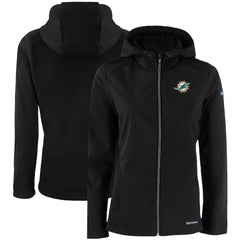 Miami Dolphins Cutter & Buck Women's Evoke Eco Softshell Recycled Full-Zip Hooded Jacket | NFL US