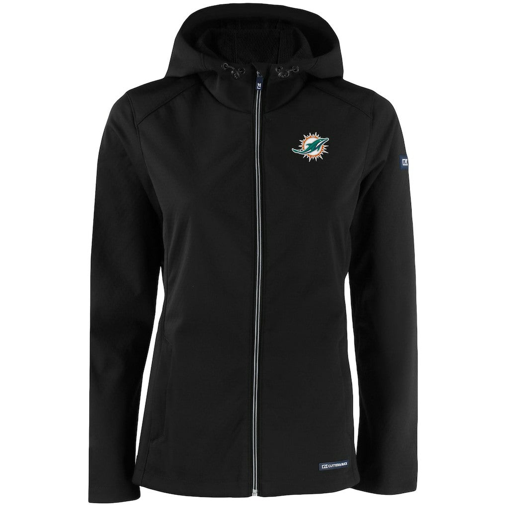 Miami Dolphins Cutter & Buck Women's Evoke Eco Softshell Recycled Full-Zip Hooded Jacket | NFL US