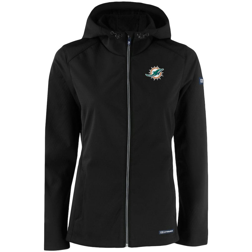 Miami Dolphins Cutter & Buck Women's Evoke Eco Softshell Recycled Full-Zip Hooded Jacket | NFL US
