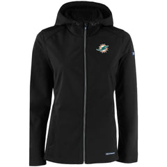 Miami Dolphins Cutter & Buck Women's Evoke Eco Softshell Recycled Full-Zip Hooded Jacket | NFL US