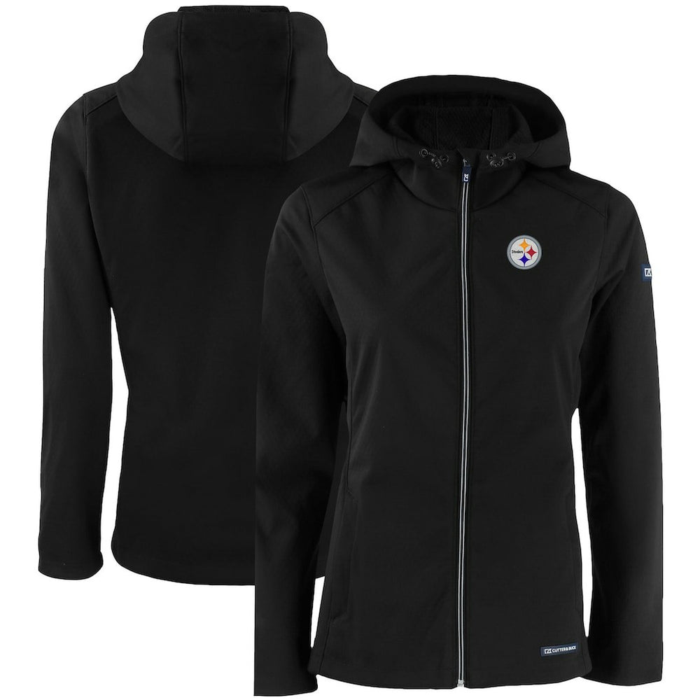 Pittsburgh Steelers Cutter & Buck Women's Evoke Eco Softshell Recycled Full-Zip Hooded Jacket | NFL Online