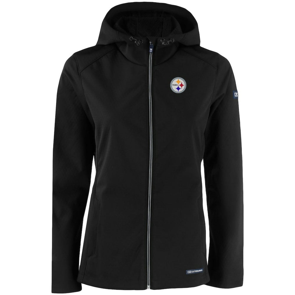 Pittsburgh Steelers Cutter & Buck Women's Evoke Eco Softshell Recycled Full-Zip Hooded Jacket | NFL Online