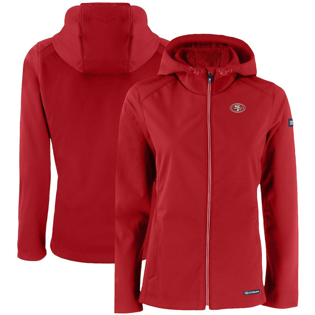 San Francisco 49ers Cutter & Buck Women's Evoke Eco Softshell Recycled Full-Zip Hooded Jacket | NFL New